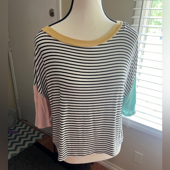 Striped Colour Block T-Shirt - Picture 2 of 6